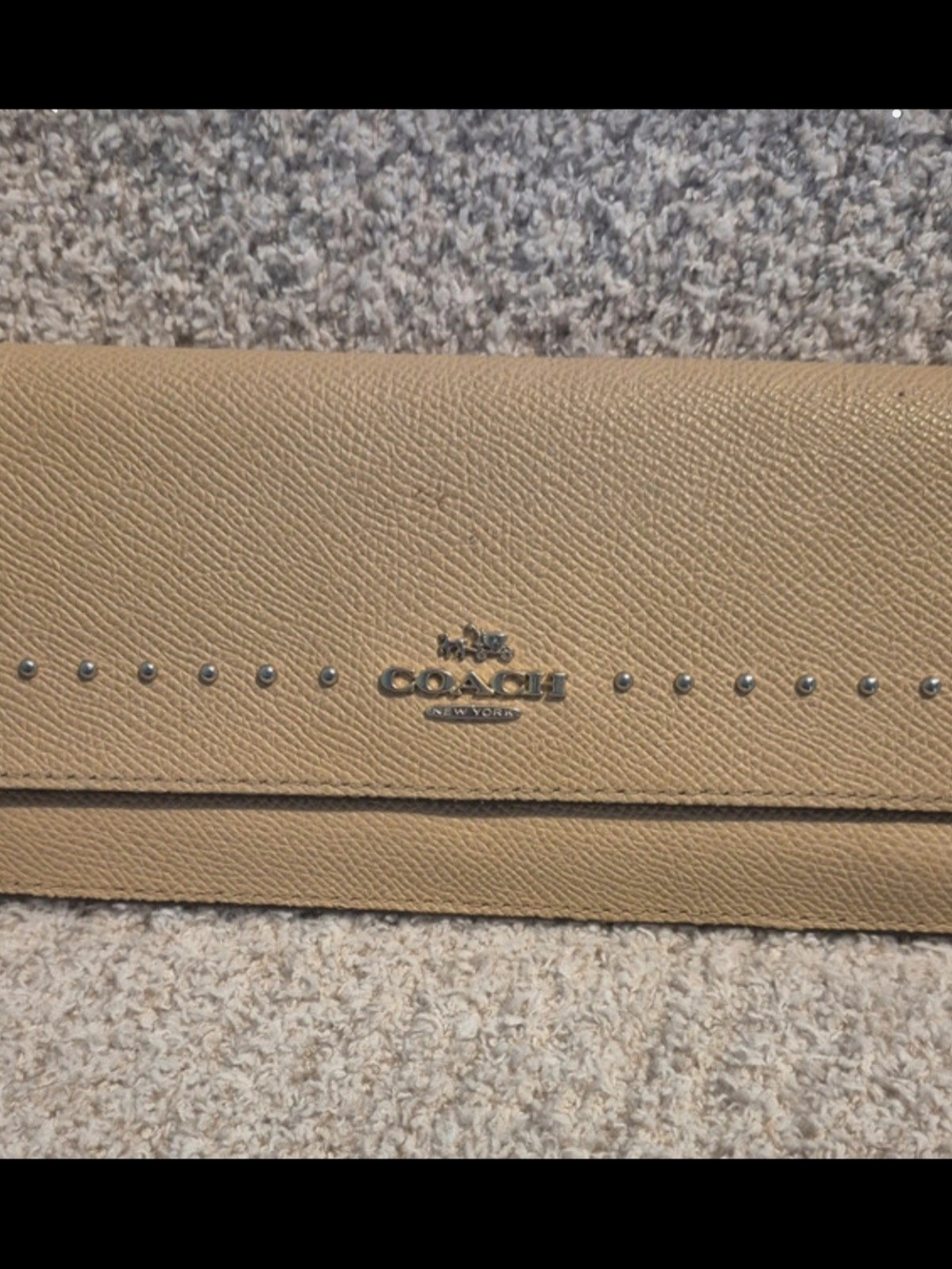Coach Tan Leather Wallet with Stud Detail